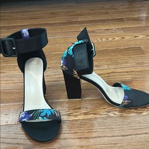 Elegant Black Floral Women's Heels